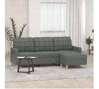 Vidaxl Canapé À 3 Places Avec Repose-Pieds Gris Foncé 180 Cm Tissu Gris