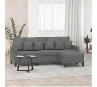 vidaXL Canapé à 3 places avec repose-pieds Tissu Gris foncé 180 cm