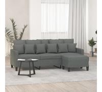 Vidaxl Canapé À 3 Places Avec Repose-Pieds Gris Foncé 180 Cm Tissu Gris