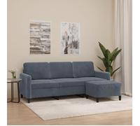 vidaXL Canapé à 3 places avec repose-pieds Gris foncé 180 cm Velours canapé canapé avec repose-pieds canapé trois places 3201175