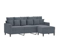 vidaXL Canapé à 3 Places avec Repose-Pieds Gris foncé 180 cm Velours, canapé, canapé avec Repose-Pieds, canapé Trois Places, canapé 3 Places, Fauteuil