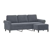 vidaXL Canapé à 3 Places avec Repose-Pieds Gris foncé 180 cm Velours, canapé, canapé avec Repose-Pieds, canapé Trois Places, canapé 3 Places, Fauteuil