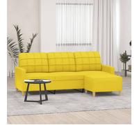 Vidaxl Canapé À 3 Places Avec Repose-Pieds Jaune Clair 180 Cm Tissu Jaune