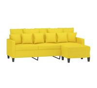 vidaXL Canapé à 3 places avec repose-pieds Jaune clair 180 cm Tissu, canapé, canapé avec repose-pieds, canapé trois places, 3201094