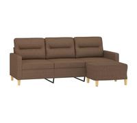 vidaXL Canapé à 3 places avec repose-pieds Marron 180 cm Tissu, canapé, canapé avec repose-pieds, canapé trois places, 3201076