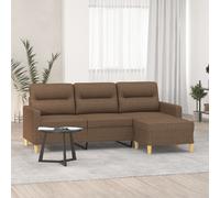 vidaXL Canapé à 3 places avec repose-pieds Marron 180 cm Tissu