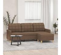 vidaXL Canapé à 3 places avec repose-pieds Marron 180 cm Tissu3201004 Marron G