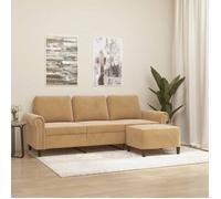 Canapé à 3 places avec repose-pieds jaune 180 cm velours canapé vidaXL