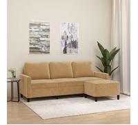 Canapé à 3 places avec repose-pieds Bleu 180 cm Velours canapé vidaXL