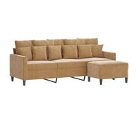 vidaXL Canapé à 3 Places avec Repose-Pieds Marron 180 cm Velours, canapé, canapé avec Repose-Pieds, canapé Trois Places, canapé 3 Places, Fauteuil