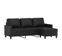 vidaXL Canapé à 3 places avec repose-pieds Noir 180 cm Similicuir, canapé, canapé avec repose-pieds, canapé trois places, 3201024
