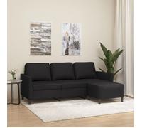 vidaXL Canapé 3201122 - 3 places avec repose-pieds Similicuir Noir 180 cm