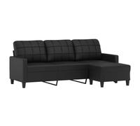 vidaXL Canapé à 3 places avec repose-pieds Noir 180 cm Similicuir 3201014
