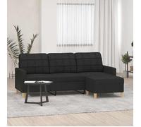 vidaXL Canapé à 3 places avec repose-pieds Noir 180 cm Tissu 3201005