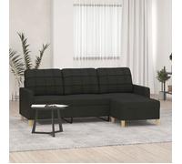 vidaXL Canapé à 3 places avec repose-pieds Noir 180 cm Tissu, canapé, canapé avec repose-pieds, canapé trois places, canapé 3201005