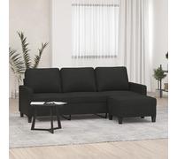 vidaXL Canapé à 3 Places avec Repose-Pieds Noir 180 cm Tissu, canapé, canapé avec Repose-Pieds, canapé Trois Places, canapé 3 Places, Fauteuil
