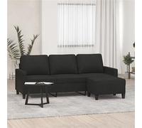Vidaxl Canapé À 3 Places Avec Repose-Pieds Noir 180 Cm Tissu Noir