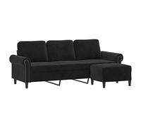 vidaXL Canapé à 3 places avec repose-pieds 180 cm velours noir