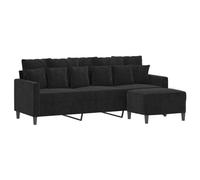 Vidaxl Canapé À 3 Places Avec Repose-Pieds Noir 180 Cm Velours Noir