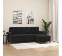 vidaXL Canapé à 3 places avec repose-pieds 180 cm velours noir