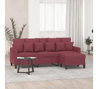 vidaXL Canapé à 3 places avec repose-pieds Rouge bordeaux 180 cm Tissu