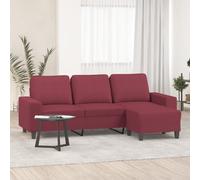 vidaXL Canapé à 3 places avec repose-pieds Rouge bordeaux 180 cm Tissu