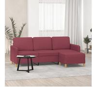 vidaXL Canapé à 3 places avec repose-pieds Rouge bordeaux 180 cm Tissu 3201198