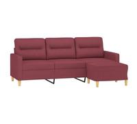 Vidaxl Canapé À 3 Places Avec Repose-Pieds Rouge Bordeaux 180 Cm Tissu Rouge