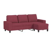 vidaXL Canapé à 3 Places avec Repose-Pieds Rouge Bordeaux 180 cm Tissu, canapé, canapé avec Repose-Pieds, canapé Trois Places, canapé 3 Places