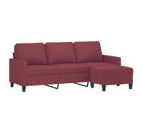 Vidaxl Canapé À 3 Places Avec Repose-Pieds Rouge Bordeaux 180 Cm Tissu Rouge