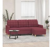 vidaXL Canapé à 3 places avec repose-pieds Rouge bordeaux 180 cm Tissu3201007 Rouge G