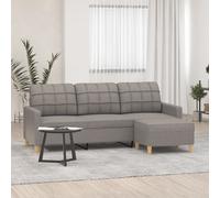 vidaXL Canapé à 3 places avec repose-pieds Taupe 180 cm Tissu
