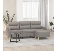 vidaXL Canapé à 3 places avec repose-pieds Taupe 180 cm Tissu