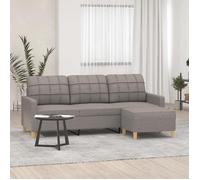 vidaXL Canapé à 3 places avec repose-pieds Taupe 180 cm Tissu 3201008