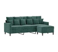 vidaXL Canapé 3 places avec repose-pieds 180 cm Velours Vert foncé