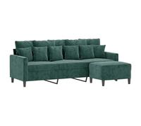vidaXL Canapé à 3 Places avec Repose-Pieds Vert foncé 180 cm Velours, canapé, canapé avec Repose-Pieds, canapé Trois Places, canapé 3 Places, Fauteuil