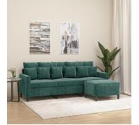 Vidaxl Canapé À 3 Places Avec Repose-Pieds Vert Foncé 180 Cm Velours Vert
