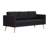 Canapé à 3 places Tissu Noir vidaXL - Black
