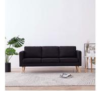 Canapé à 3 places Tissu Noir vidaXL - Black