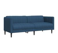 vidaXL Canapé à 3 places Chaise de relaxation Accoudoirs et dossier Moderne Bleu tissu