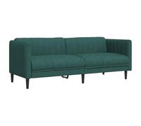 vidaXL Canapé à 3 places chaise de relaxation tissu vert foncé avec accoudoirs