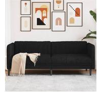 vidaXL Canapé à 3 places – Chaise de relaxation, accoudoirs et dossier, tissu noir, moderne