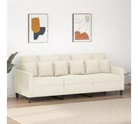vidaXL Canapé 3 places 359321 – Chaise de relaxation avec oreillers et accoudoirs – Crème velours