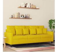 Canapé à 3 Places, Chaise de Relaxation avec Oreillers, Siège avec Accoudoirs et Dossier, Fauteuil TV de Salon, Moderne, Jaune Velours