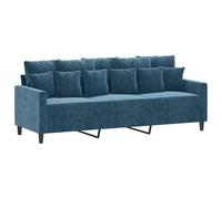 vidaXL Canapé à 3 Places, Chaise de Relaxation avec Oreillers, Siège avec Accoudoirs et Dossier, Fauteuil TV de Salon, Moderne, Bleu Velours