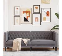 vidaXL Canapé à 3 places Chesterfield gris similicuir 372669