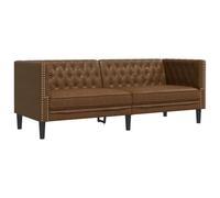 vidaXL – Canapé 3 places Chesterfield en similicuir daim marron