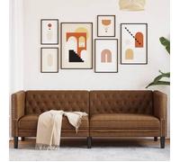 vidaXL – Canapé 3 places Chesterfield en similicuir daim marron