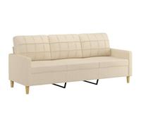 vidaXL Canapé à 3 Places Crème 180 cm Tissu