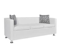 Canapé 3 places - VIDAXL - Blanc - Style Contemporain - Design - Confort Moelleux